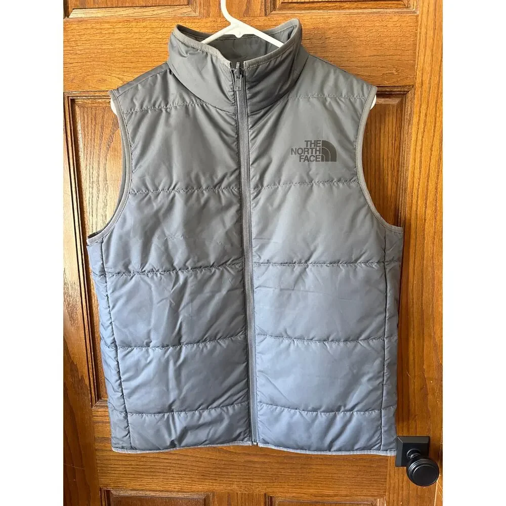 The North Face Men’s Medium Gray Puffer Reversible Vest Full Zip Quilted